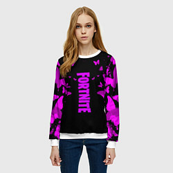 Свитшот женский Fortnite buterfly neon, цвет: 3D-белый — фото 2