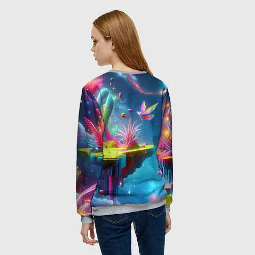 Женский свитшот Космическая фантазия - нейросеть / 3D-Меланж – фото 4