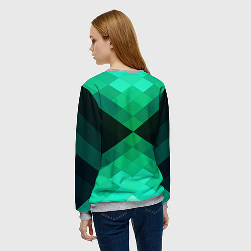Женский свитшот Изумрудная мозаика / 3D-Меланж – фото 4