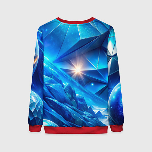 Женский свитшот Синяя объемная абстракция со вспышкой / 3D-Красный – фото 2