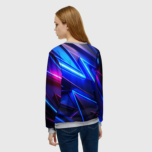 Женский свитшот Яркие неоновые геометрические линии / 3D-Меланж – фото 4