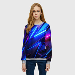 Свитшот женский Яркие неоновые геометрические линии, цвет: 3D-меланж — фото 2