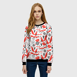 Свитшот женский Лисий узор, цвет: 3D-черный — фото 2
