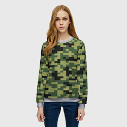 Свитшот женский Камуфляжный стиль текстура пикселя, цвет: 3D-меланж — фото 2