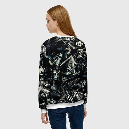 Женский свитшот Глаз в пирамиде и Египетские Божества / 3D-Белый – фото 4