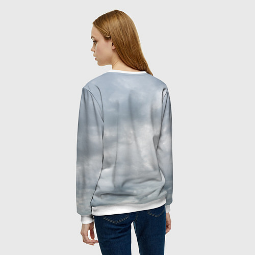 Женский свитшот Вороны одина в кельтском орнаменте на фоне неба / 3D-Белый – фото 4