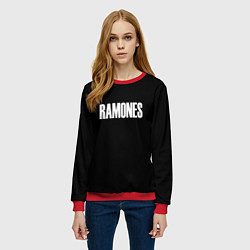 Свитшот женский Ramones white logo, цвет: 3D-красный — фото 2