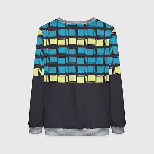 Женский свитшот Голубые и мятные квадраты на темном / 3D-Меланж – фото 2