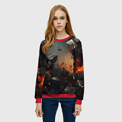 Свитшот женский Эпичный взрыв из камней, цвет: 3D-красный — фото 2