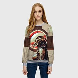 Свитшот женский Демоническая женщина-киборг, цвет: 3D-меланж — фото 2