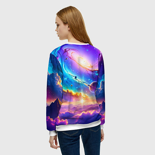 Женский свитшот Космос в неоновых тонах / 3D-Белый – фото 4