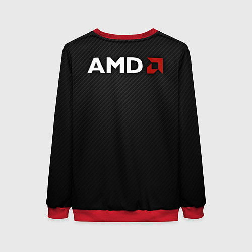 Женский свитшот AMD ryzen logo carbon black / 3D-Красный – фото 2