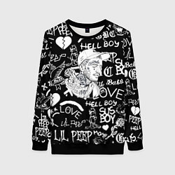 Свитшот женский Lil Peep pattern автографы лого, цвет: 3D-черный