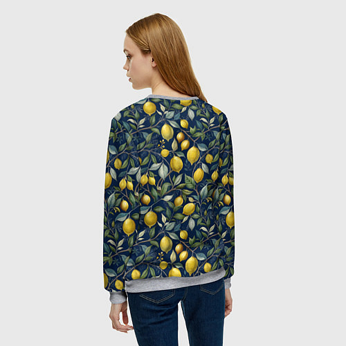 Женский свитшот Лимоны на ветках паттерн / 3D-Меланж – фото 4