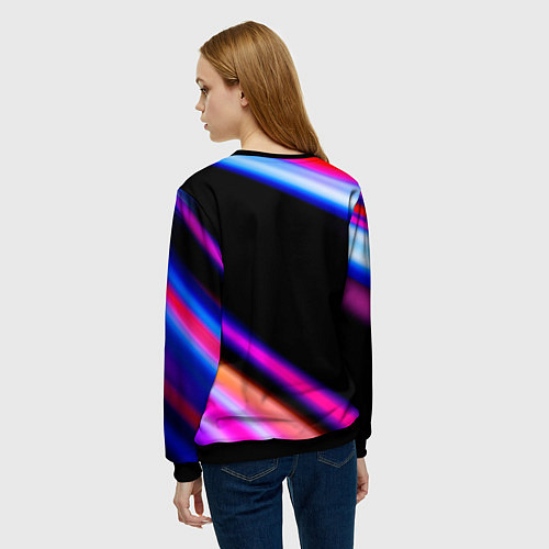 Женский свитшот Portal fast light neon stripes / 3D-Черный – фото 4