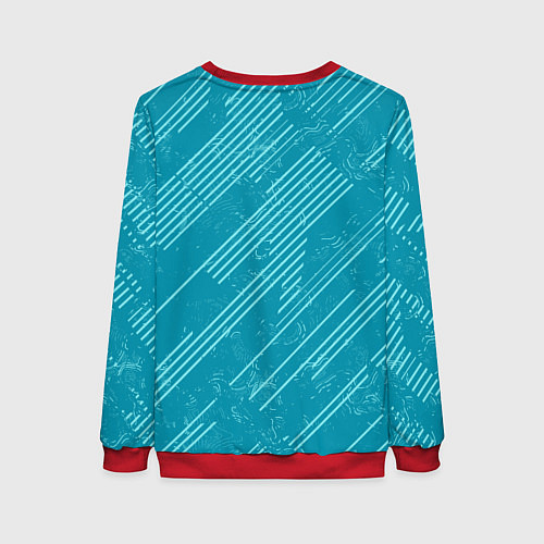 Женский свитшот Абстракция светлые линии на зеленом фоне / 3D-Красный – фото 2