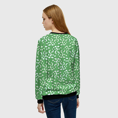 Женский свитшот Мозаика на зеленом / 3D-Черный – фото 4