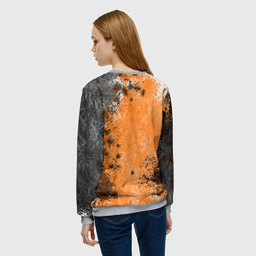 Женский свитшот Half life оранжевые краски / 3D-Меланж – фото 4