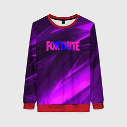 Свитшот женский Fortnite neon stripes angles logo, цвет: 3D-красный