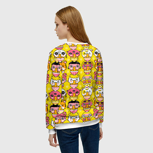 Женский свитшот Детишки и зверушки едят рамен / 3D-Белый – фото 4