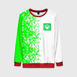 Свитшот женский Xbox кислотные зеленые краски, цвет: 3D-красный