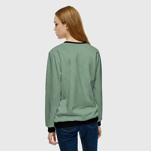 Женский свитшот Текстура пыльно-зелёный однотонный / 3D-Черный – фото 4
