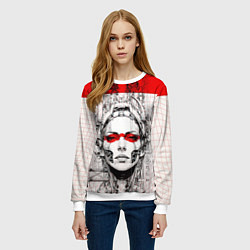 Свитшот женский Футуристичная женщина-андроид, цвет: 3D-белый — фото 2