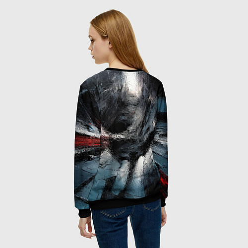 Женский свитшот Девчонка с красными глазами / 3D-Черный – фото 4