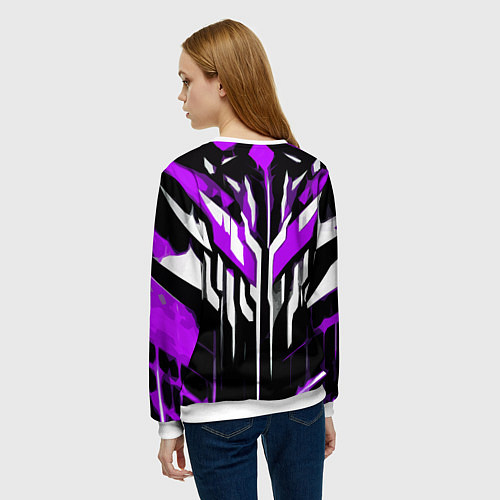 Женский свитшот Purple and white abstraction on a black background / 3D-Белый – фото 4