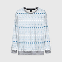 Свитшот женский Светлый паттерн со снежинками, цвет: 3D-меланж