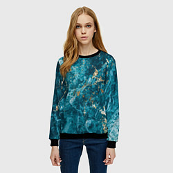 Свитшот женский Мраморная текстура с золотом, цвет: 3D-черный — фото 2