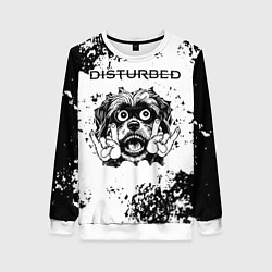 Свитшот женский Disturbed - рок пес, цвет: 3D-белый