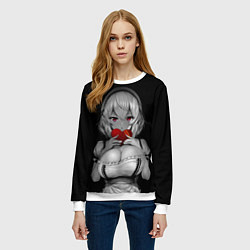 Свитшот женский Аниме девушка с сердцем в руках, цвет: 3D-белый — фото 2