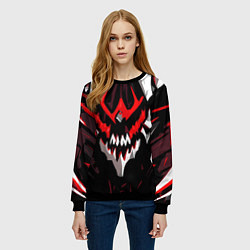 Свитшот женский Абстрактное красное лицо монстра, цвет: 3D-черный — фото 2