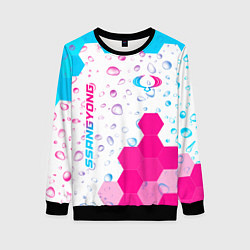 Свитшот женский SsangYong neon gradient style вертикально, цвет: 3D-черный