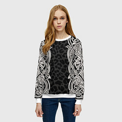 Свитшот женский Скандинавский кельтский узор, цвет: 3D-белый — фото 2