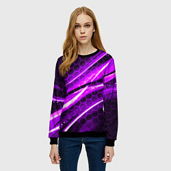 Свитшот женский Неоновая броня текстура, цвет: 3D-черный — фото 2