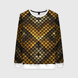 Свитшот женский Кольчуга - металлическая чешуя змеи, цвет: 3D-белый