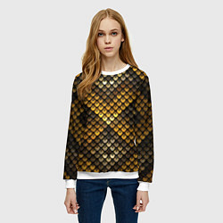 Свитшот женский Кольчуга - металлическая чешуя змеи, цвет: 3D-белый — фото 2