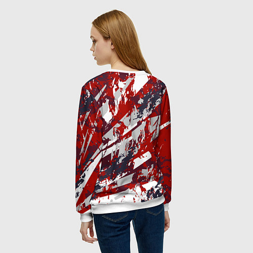 Женский свитшот Геометрическая абстракция линии на красном / 3D-Белый – фото 4