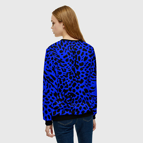 Женский свитшот Ярко-синий с чёрными пятнами / 3D-Черный – фото 4