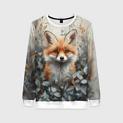 Свитшот женский Грустный лисёнок, цвет: 3D-белый