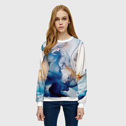 Свитшот женский Синий батик, цвет: 3D-белый — фото 2