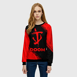 Свитшот женский Doom - red gradient, цвет: 3D-черный — фото 2