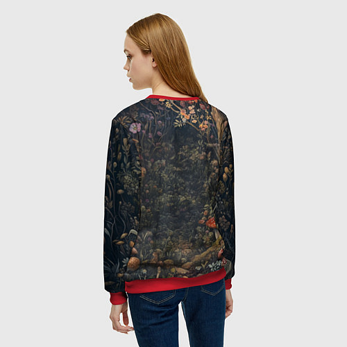 Женский свитшот Милый лисенок в лесу / 3D-Красный – фото 4