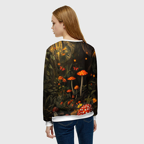 Женский свитшот Лисёнок в волшебном лесу / 3D-Белый – фото 4