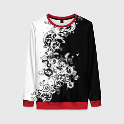 Свитшот женский Чёрно белая абстракция, цвет: 3D-красный