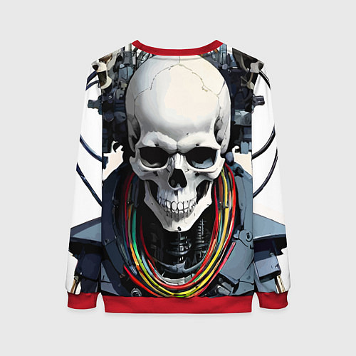 Женский свитшот Cool cyber skull - ai art fantasy / 3D-Красный – фото 2