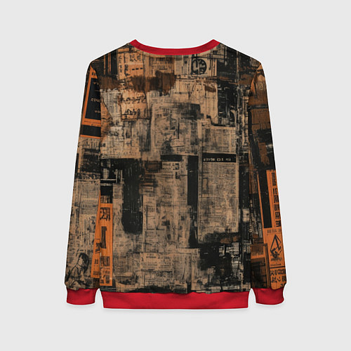 Женский свитшот Девчонка на фоне газетных вырезок / 3D-Красный – фото 2