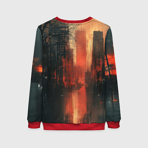 Женский свитшот Осенний городской вечер / 3D-Красный – фото 2